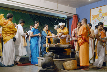 Lord Siva and Goddess Shakti, indicating dual aspects of the Lord, Prakrithi (Nature) and Purusha (Self). Beyond this concept of duality